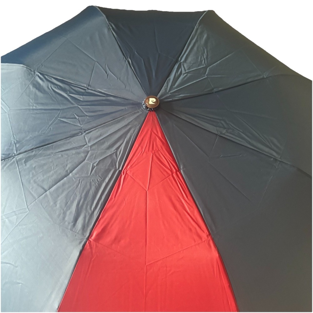 Pierre Cardin Classic Vintage Mini Umbrella With Wooden Handle Blue‎ Maroon - Picture 4 of 9